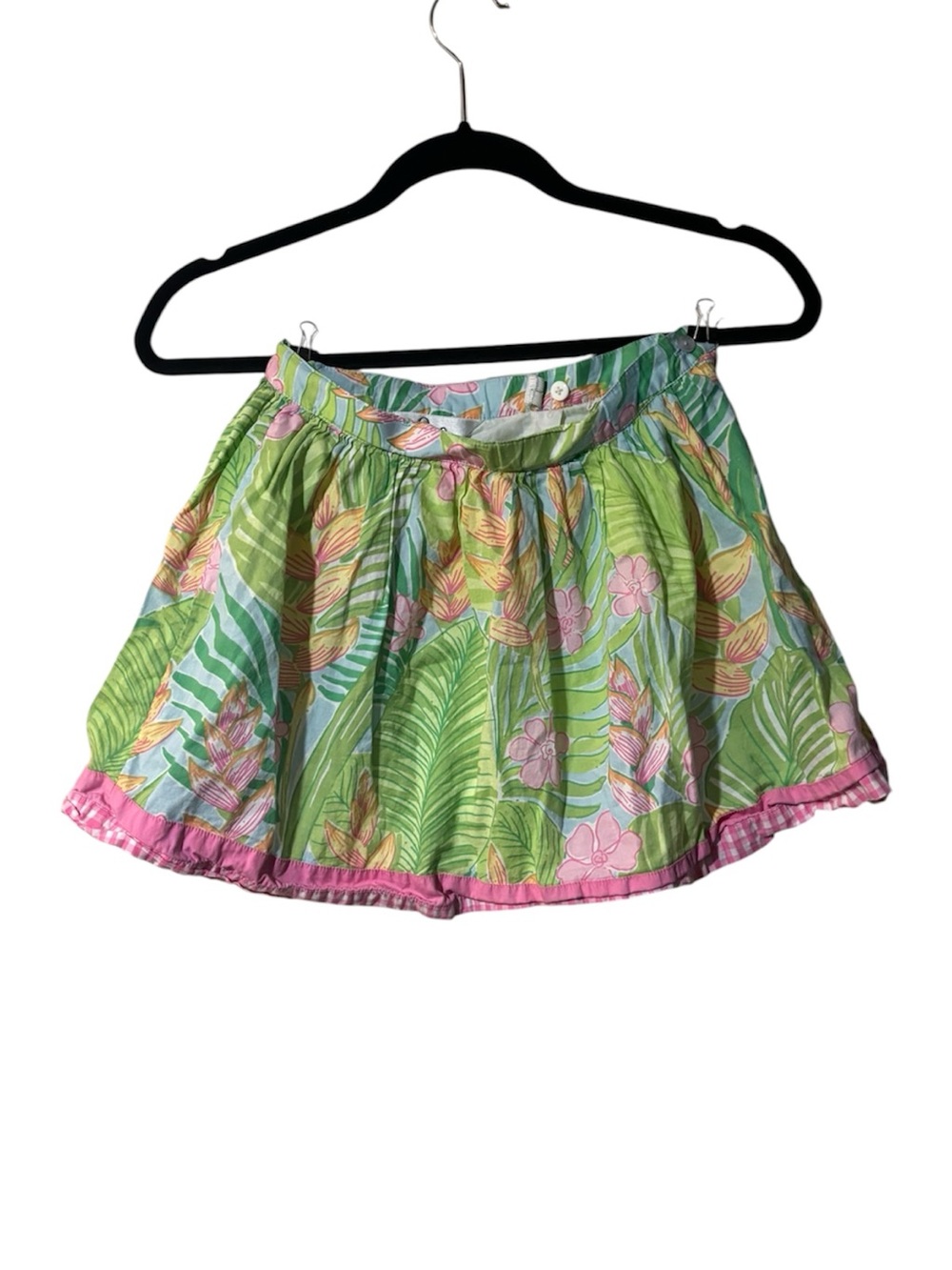 Lilly Pulitzer Girls Tropical Floral Mini Skirt in Green & Pink